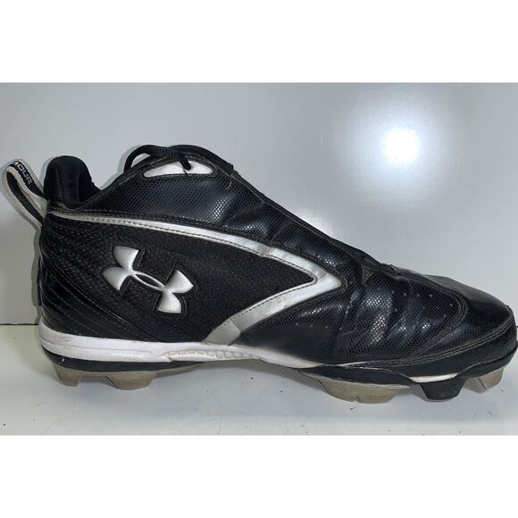 UNDER ARMOUR Mid FOOTBALL CLEATS BLACK/SILVER Men's US Size 12 - Picture 9 of 16